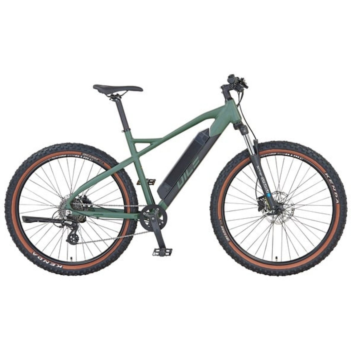 Das Prophete E-MTB Hardtail Dice 1.0 Action verfügt über 27,5-Zoll-Räder und 100 mm Federweg.