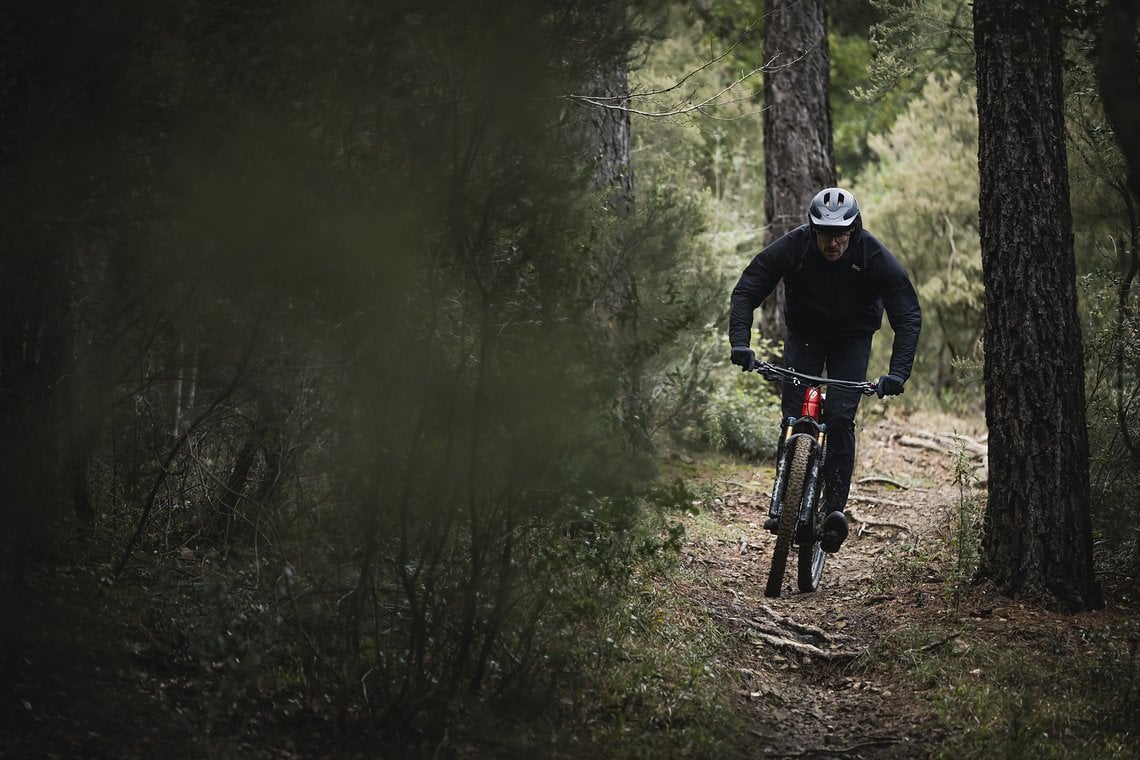 Auch auf flachen Traversen, gespickt mit Wurzeln und Steinen macht das agile und leichtfüßige Light-E-MTB einen gute Figur