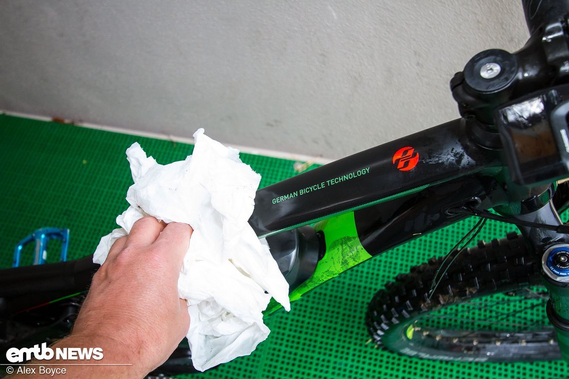 Use a cloth on harder dirt.
