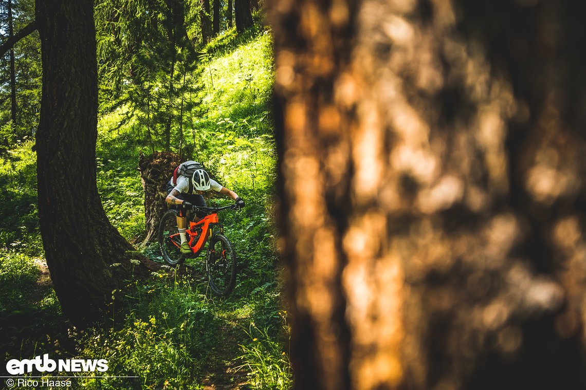 Dieser Trail ist im unteren Bereich natürlich und führt ...