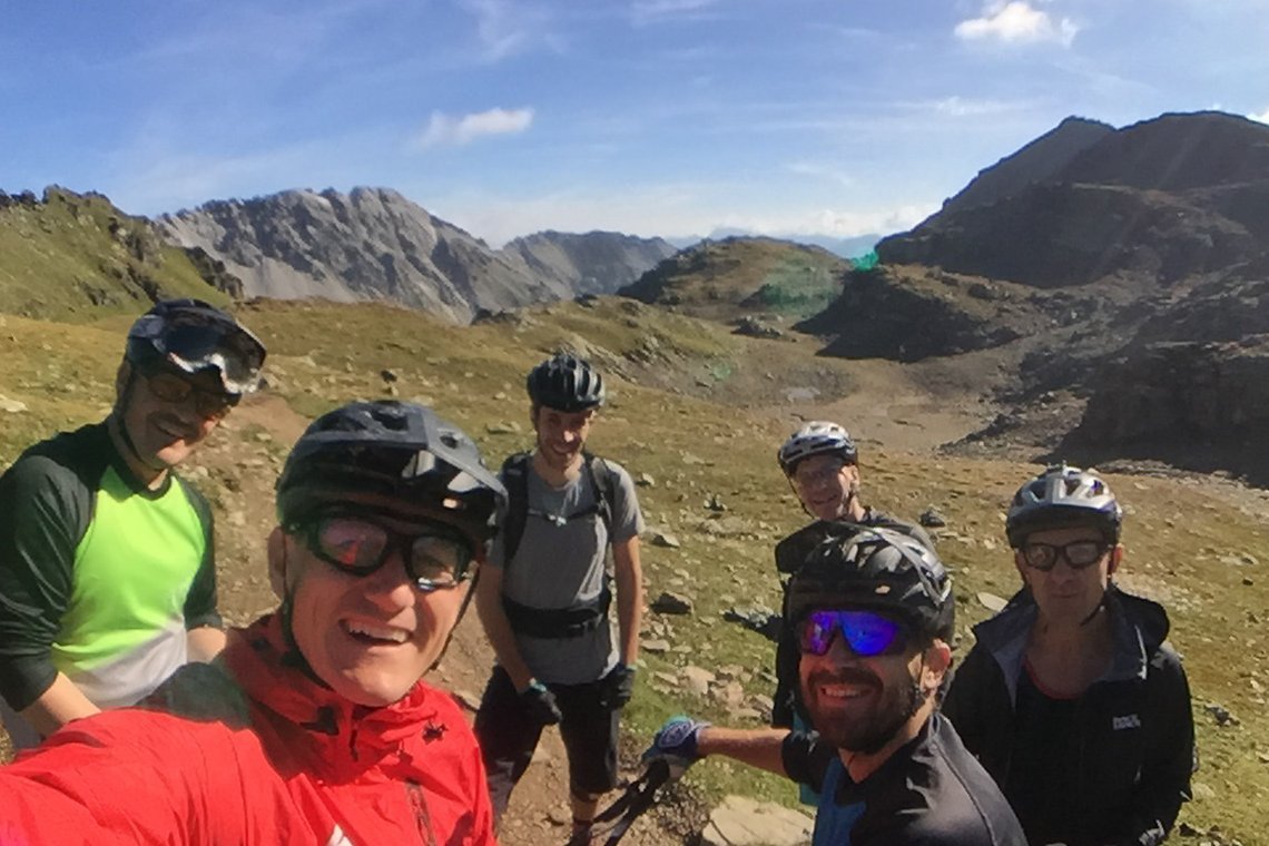 Some of the team riding in the alps