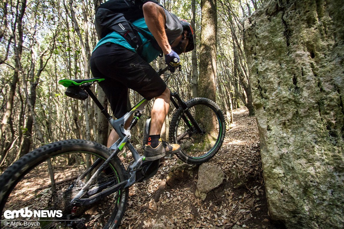 Immediately then move your weight forward and down as the front wheel crests the feature