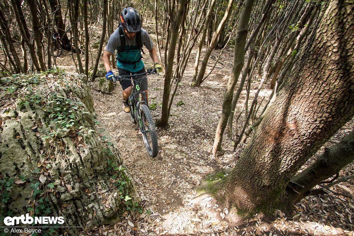 As you approach the feature let your body weight rise and lift the front wheel slightly