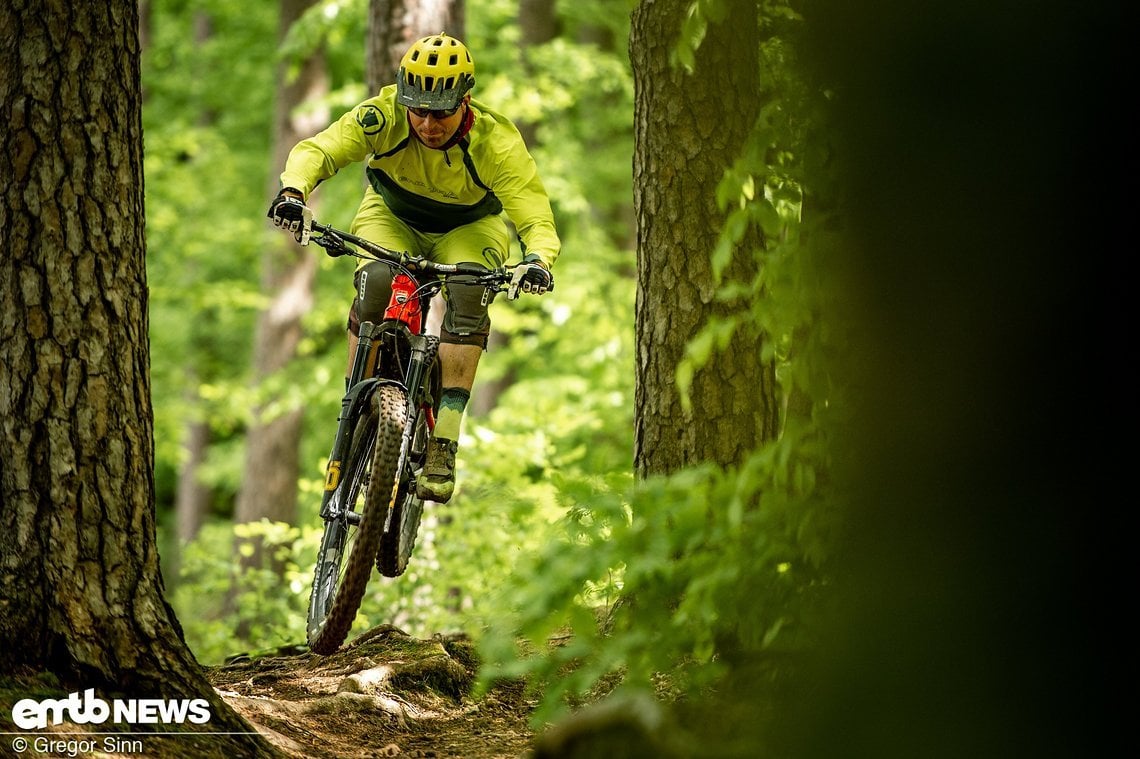 Agilität auf dem Trail, Wurzelpassagen lassen sich auch einfach mal überfliegen.