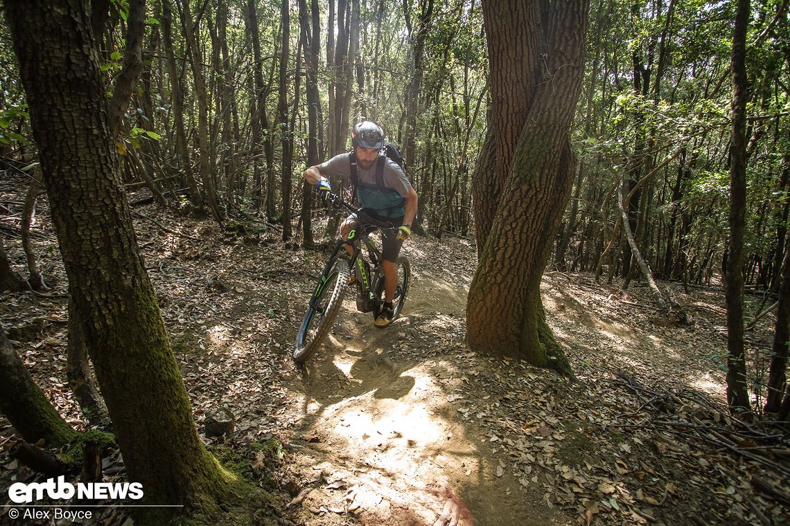 the bike should follow where you were looking, look ahead outside of the corner, keep leaning the bike inwards a bit.