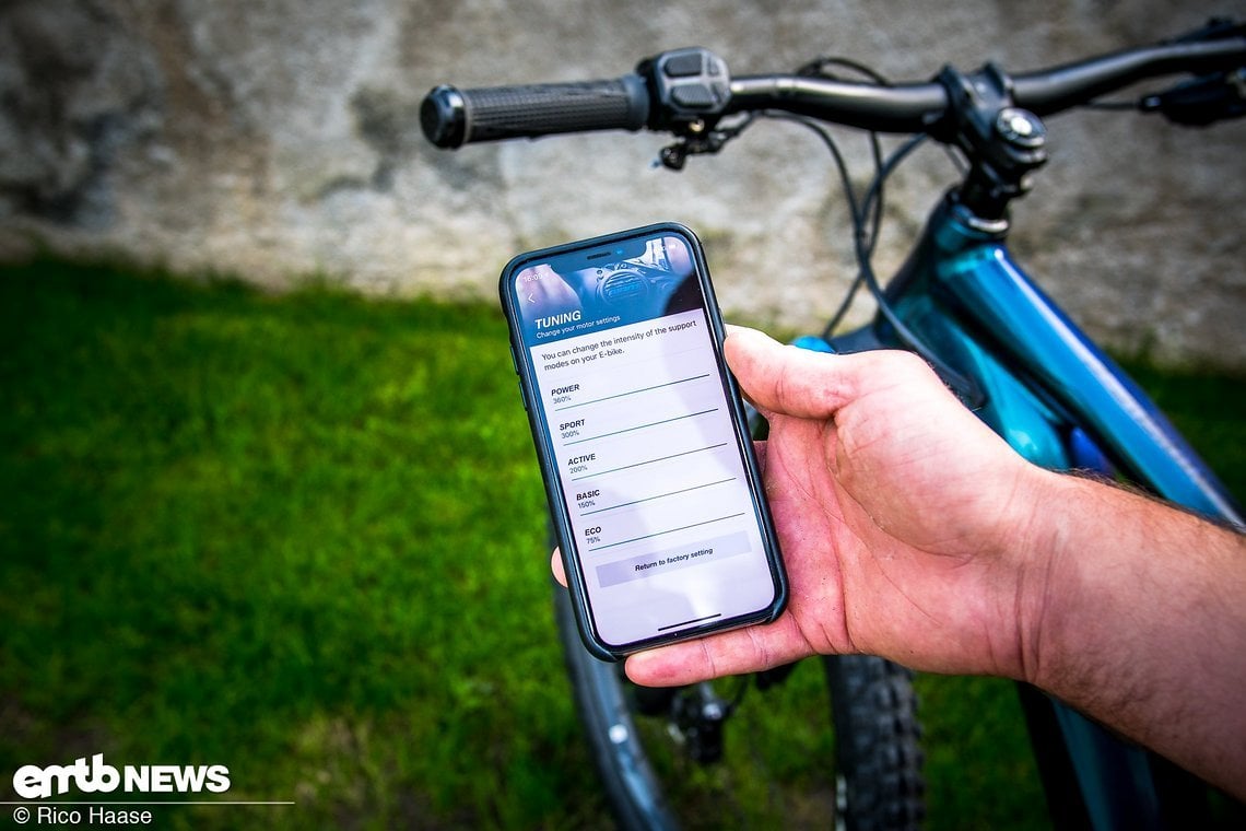 Die Giant RideControl App zeigt einen Überblick über die Unterstützungs-Stufen die zur Verfügung stehen