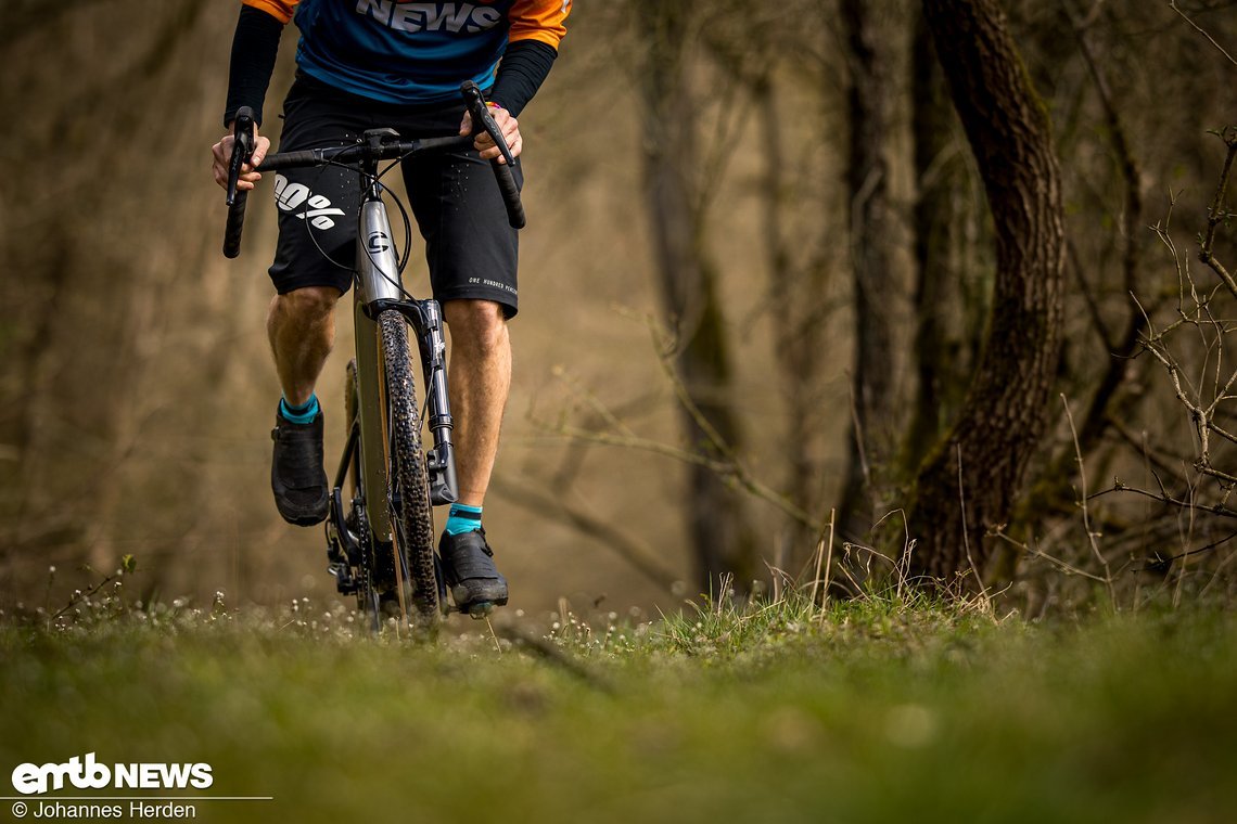 Mit den 42 mm breiten WTB Resolute-Reifen ist das Cannondale Topstone Neo bestens für das leichte Gelände gerüstet.