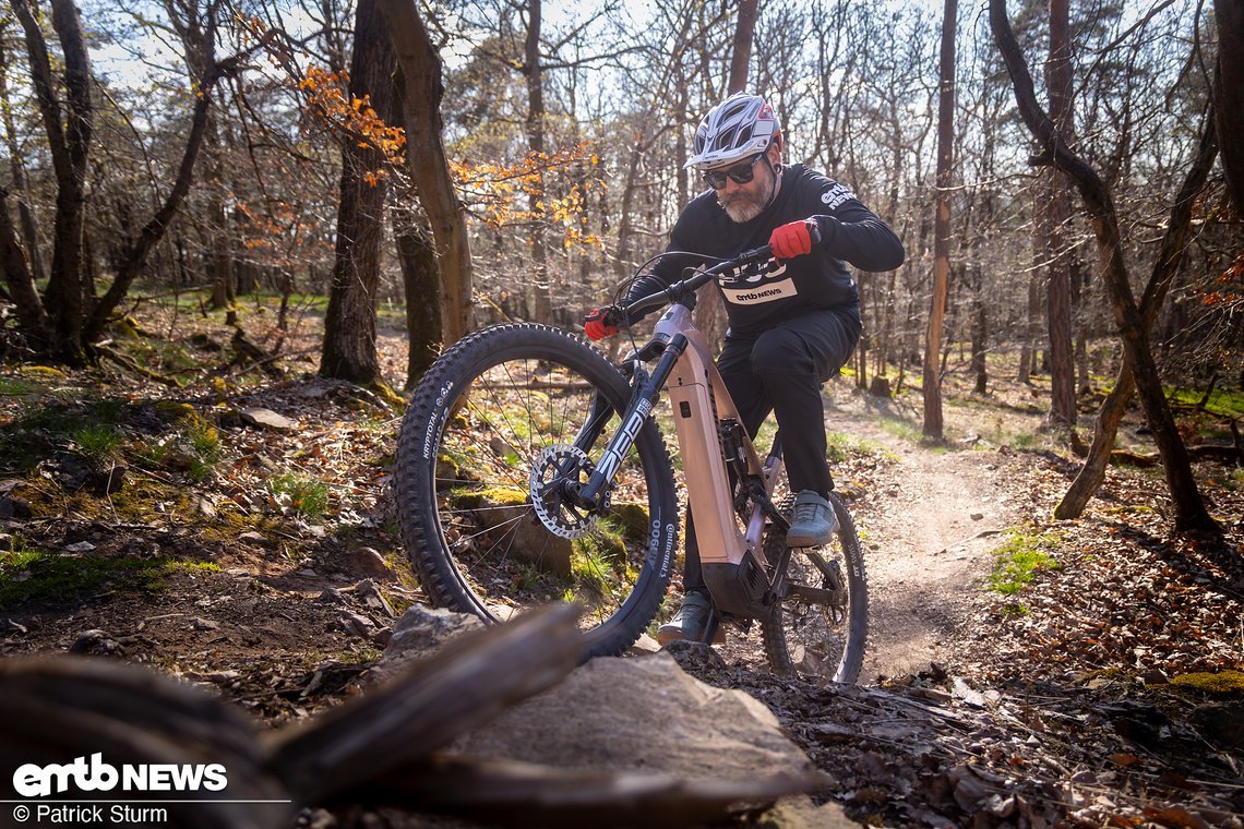 Im Uphill kann das Haibike ALLMTN CF 11 TRN/IQ mit Pinion MGU durch einen enorm kraftvollen Motorsupport punkten.