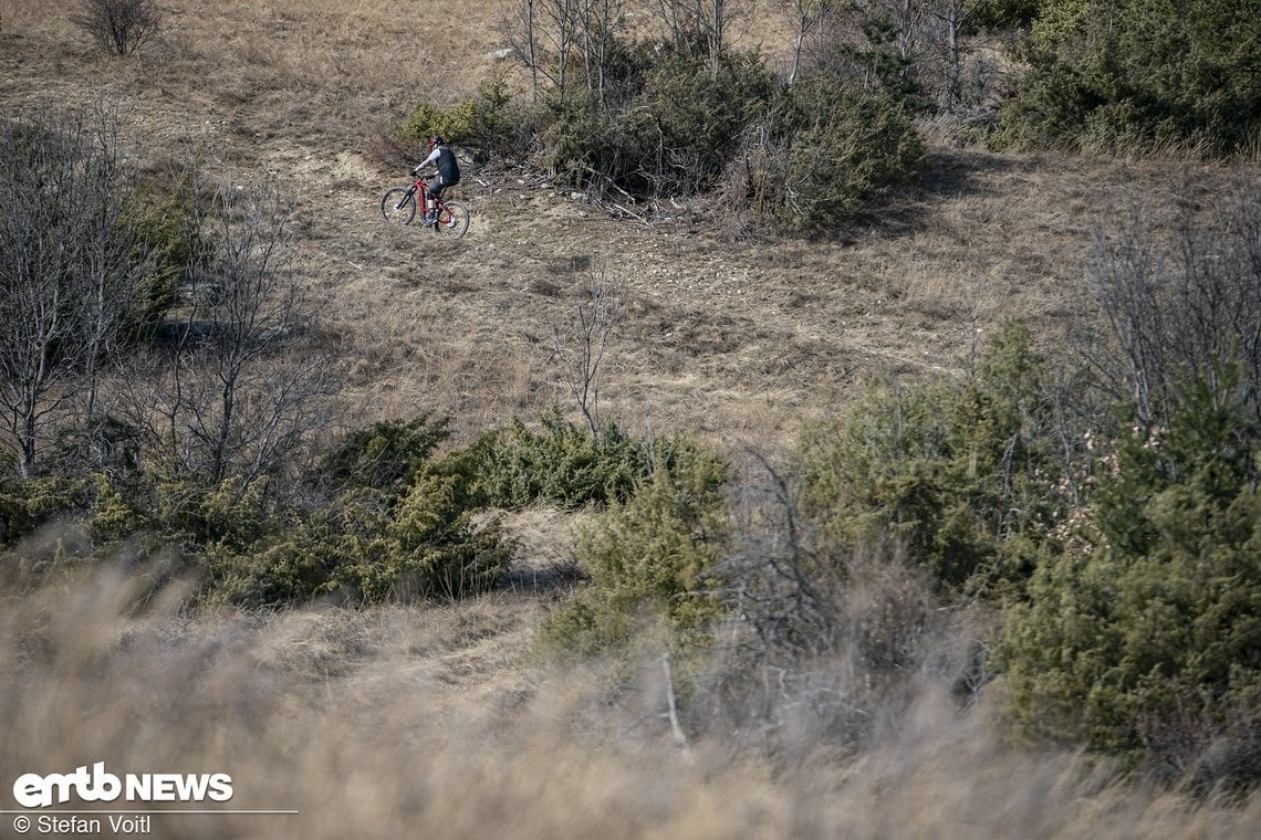 Auch lange Anstiege meistert dieses E-MTB mit Bravour