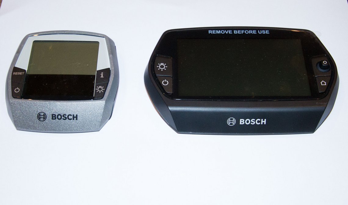 Die beiden digitalen Displays, die an den meisten, mit Bosch CX-Motoren ausgestatteten, E-Bikes montiert sind.