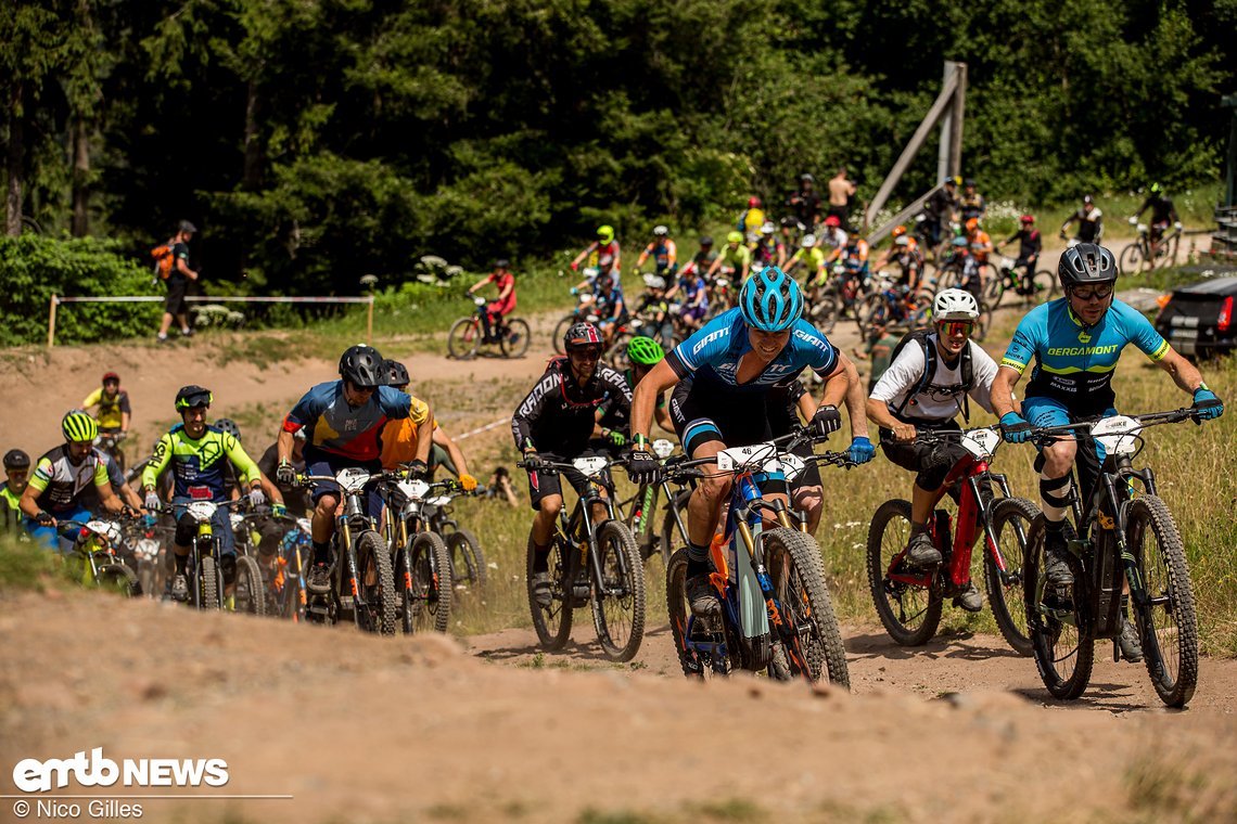 Vom Start an sprintete Sönke den Uphill auf der XC-Strecke hinauf