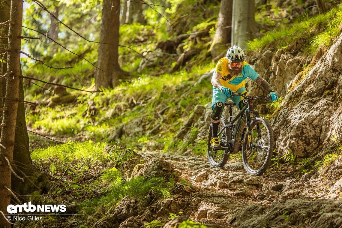 Mit diesem eMTB machen auch ruppige Sektionen Spaß