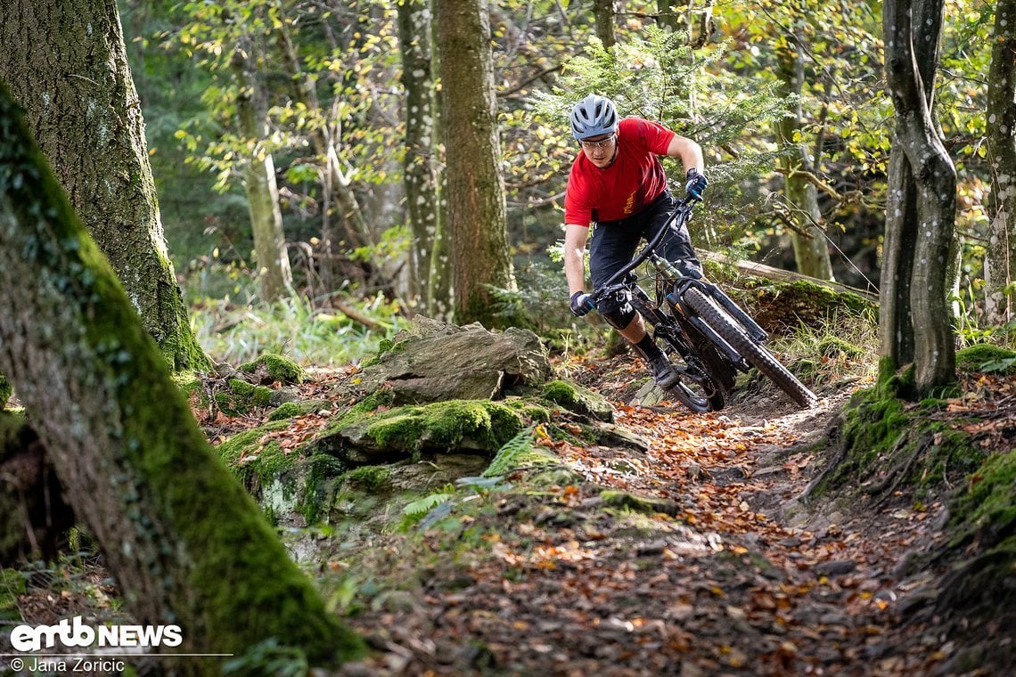 In flowigen und schnellen Kurven bereitet das E-Enduro mächtig Freude.