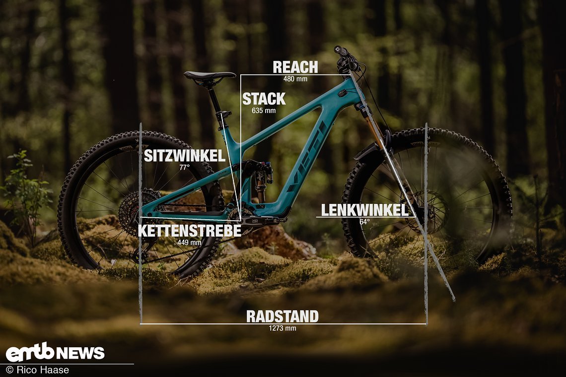 Yeti MTe mit Geometrieangaben in Rahmengröße L