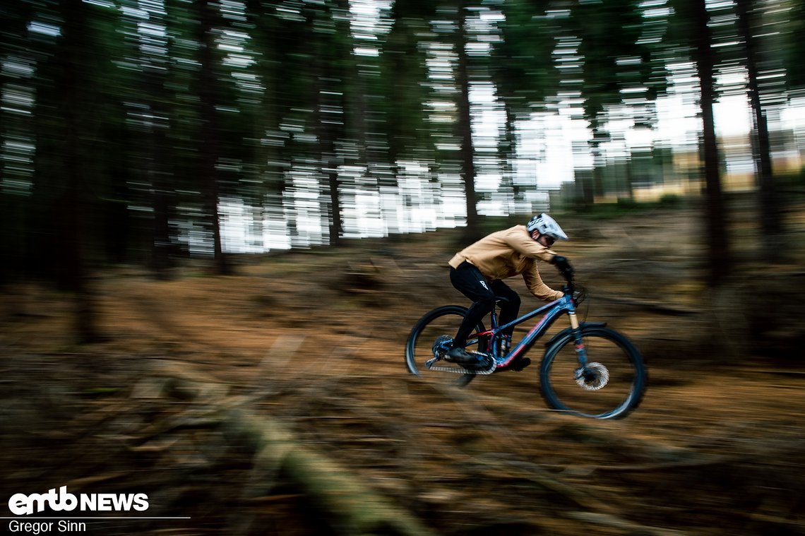 Cruist man auf moderaten Trails durch den Wald, brilliert das Pivot Shuttle SL Pro mit leichtfüßigem Handling und agilem Fahrverhalten.