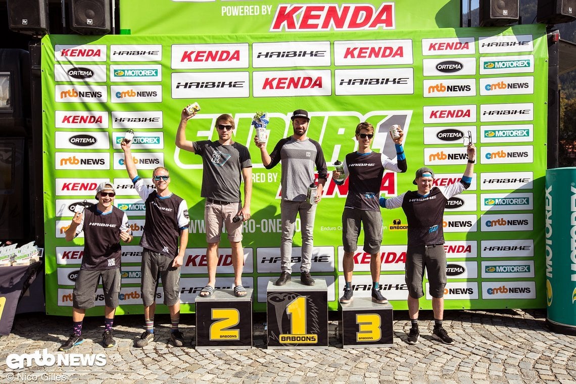 Das Podium der Kenda Enduro One in Aschau