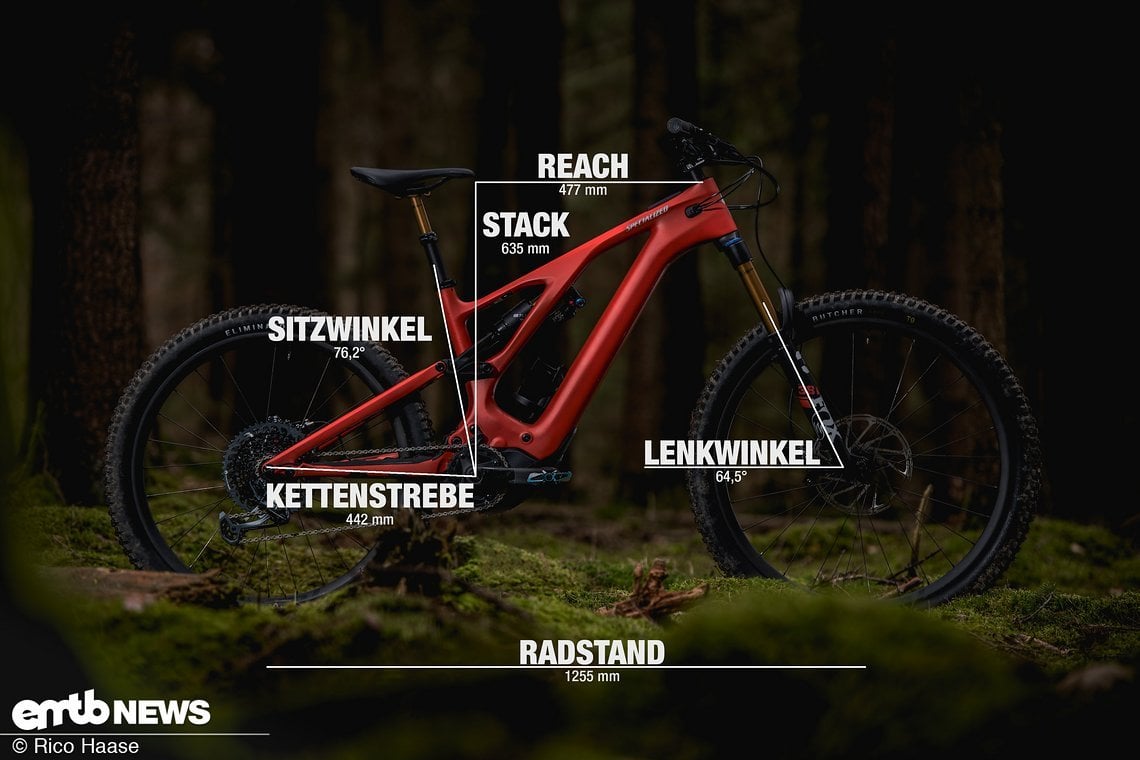 Specialized Turbo Levo Gen3 mit Geometriedaten in Rahmengröße S4