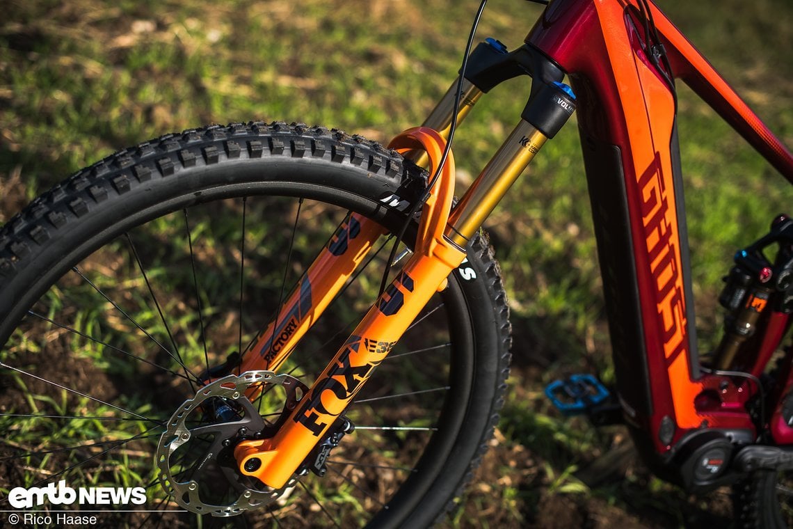 An der Front verfügt das Ghost E-Riot Trail Pro über 150 mm Federweg, der von einer Fox 36 generiert wird.