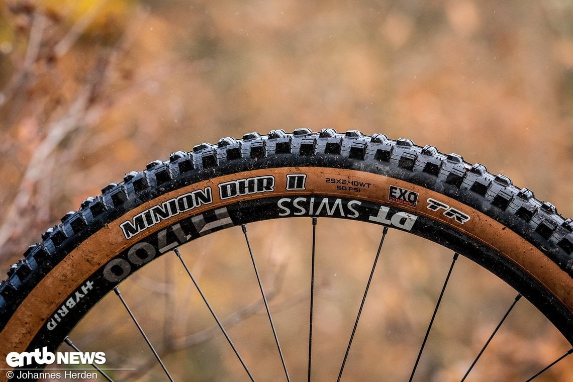 Die Maxxis Skinwall-Reifen sehen verdammt sexy aus und beißen sich förmlich in den Untergrund