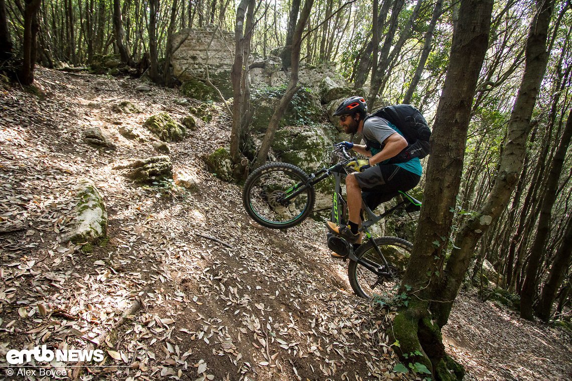 Lean forward and squash low, the front wheel might lift, at this point its importnat to keep the pressure on the pedals.