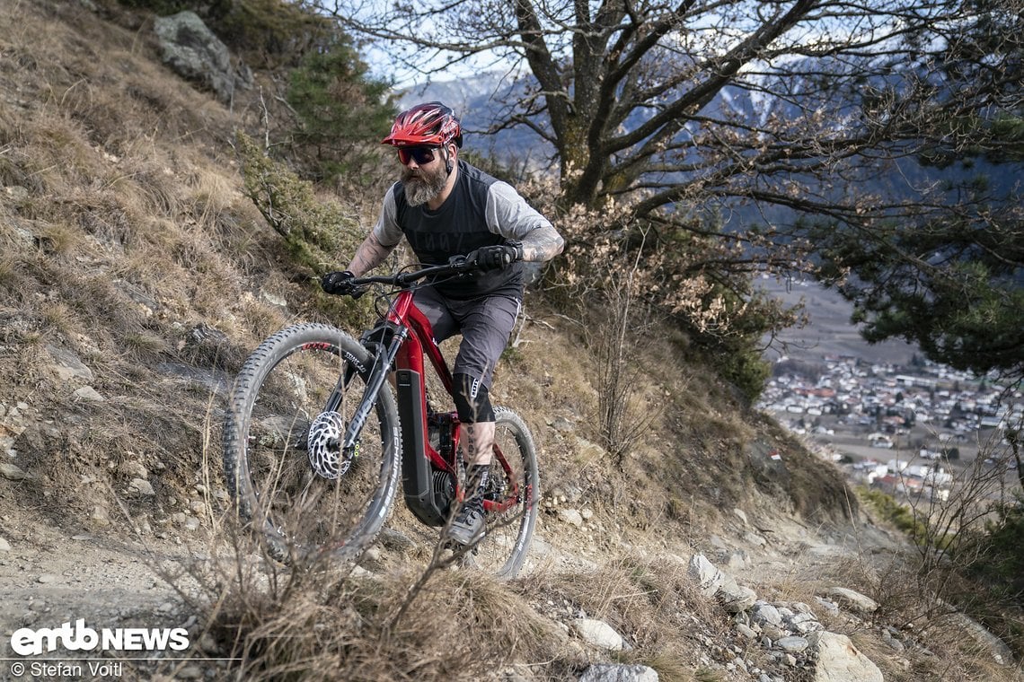 Die Uphill-Sektion kann mit dem Haibike Sduro FullNine gar nicht steil genug sein