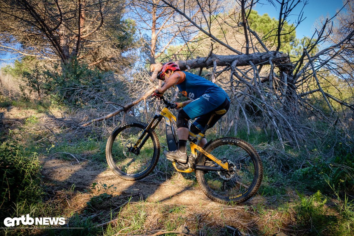 The Intense Tazer climbs very well thanks to the central position and excellent traction of the rear 2.8" tyre The Intense Tazer climbs very well thanks to the central position and excellent traction of the rear 2.8" tyre