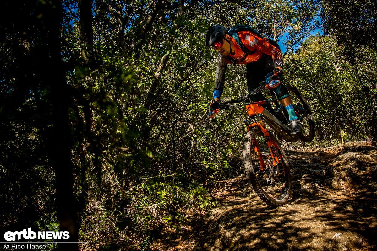 Well known for his forceful riding style, Gusti Wildhaber rockets around the corner on his front wheel Well known for his forceful riding style, Gusti Wildhaber rockets around the corner on his front wheel