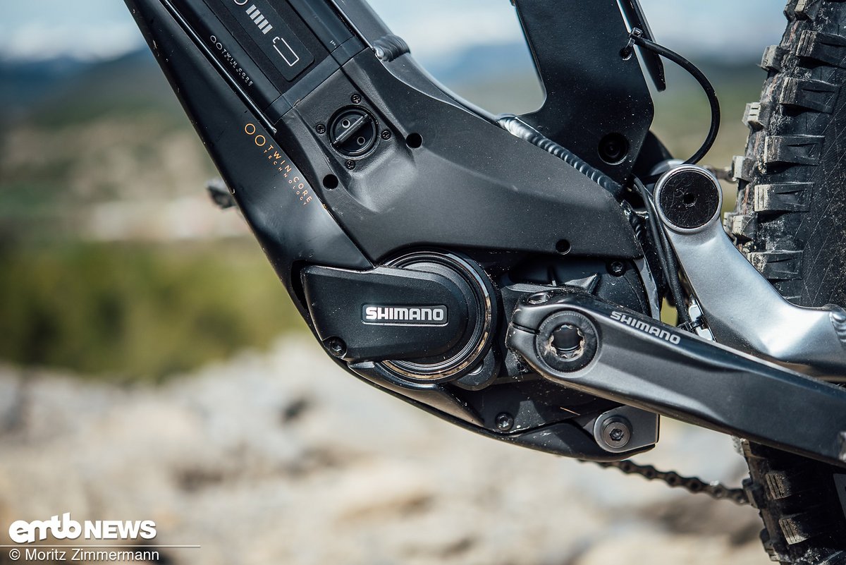 At the heart of the E-MTB is the compact Shimano Steps E8000 motor At the heart of the E-MTB is the compact Shimano Steps E8000 motor