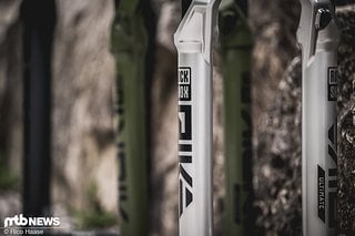 Auch die neue RockShox Pike kommt in schickem Silber.