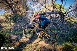 Das Intense Tazer klettert gut dank seiner zentralen Sitzposition und guter Traktion durch den 2,8" breiten Hinterreifen