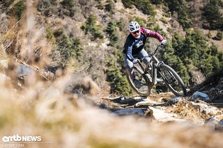 Auf den Teststrecken in Latsch hatten wir – nachdem wir das Cockpit erhöht hatten – ordentlich Spaß mit dem Haibike Lyke CF SE.