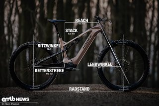 Haibike ALLMTN CF TRN/IQ mit Geometrieangaben in Rahmengröße L.