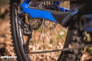 Das Shimano-XT-Schaltwerk wird klassisch mechanisch angesteuert.