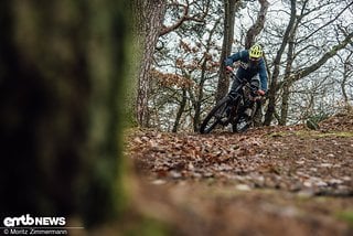 Enge Kurven auf dem Trail meistert das E-Bike mit Bravour