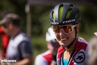 Nathalie Schneitter ging gut gelaunt an den Start. Bei bestem Wetter ein WM fahren, was gibt es schöneres?