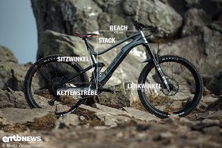 Lapierre E-Zesty mit Geometriedaten in Rahmengröße L