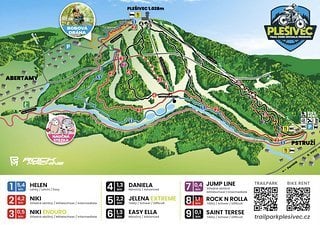 Die Streckenauswahl im Trailpark Plešivec umfasst 9 Trails