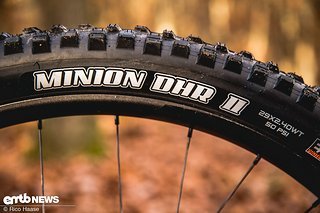 Auf unserem Test-E-Bike wurden die Serienreifen gegen Maxxis Minion DHF und DHR II getauscht.