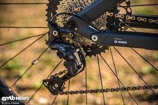 Die 11 Gänge werden von einem Shimano XT-Schaltwerk gewechselt