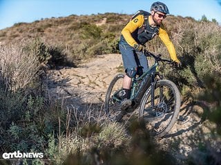 Dank 140 mm Federweg lässt sich das Scott Strike eRide auch bestens auf Trails bewegen.