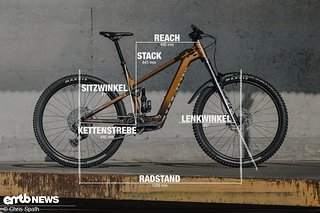 Marin Rift Zone EL XR mit Geometrieangaben in Rahmengröße L