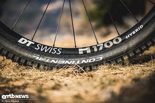 Die Laufräder an unserem Testmodell stammen von DT Swiss und sind aus der E-MTB-optimierten Hybrid-Serie.