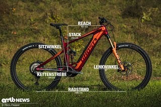 Ghost E-Riot Trail Pro mit Geometrieangaben in Rahmengröße L