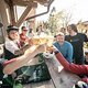 Nach der Tour: Das Feierabend-Bier am Ende von Tag 1 in Coredo