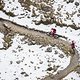 Der Trail Scalettapass schlängelt sich durch den Schnee